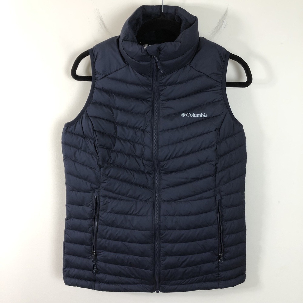 Columbia Omni-Heat Powder Lite Full Zip Puffer Vest Sz Medium Navy